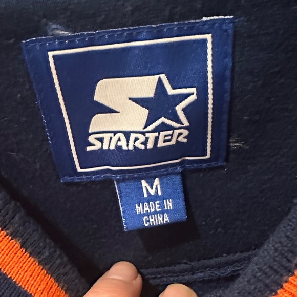 STARTER Navy and Orange Crewneck Sweater - Picture 2 of 6